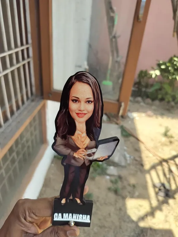 Personalized_7_Inch_Female_Professional_Caricature_with_Stand_for_Any_Profession_|_Custom_Photo_Cartoon_Figurine_with_Laptop_|_Double-Layer_Laminated_MDF_Wood,_Glossy_Finish_&_Acrylic_Name_|_Unique_Gift_for_Men_&_Women