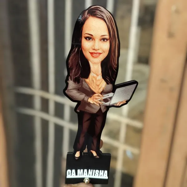 Personalized_7_Inch_Female_Professional_Caricature_with_Stand_for_Any_Profession_|_Custom_Photo_Cartoon_Figurine_with_Laptop_|_Double-Layer_Laminated_MDF_Wood,_Glossy_Finish_&_Acrylic_Name_|_Unique_Gift_for_Men_&_Women