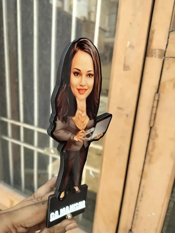 Personalized_7_Inch_Female_Professional_Caricature_with_Stand_for_Any_Profession_|_Custom_Photo_Cartoon_Figurine_with_Laptop_|_Double-Layer_Laminated_MDF_Wood,_Glossy_Finish_&_Acrylic_Name_|_Unique_Gift_for_Men_&_Women