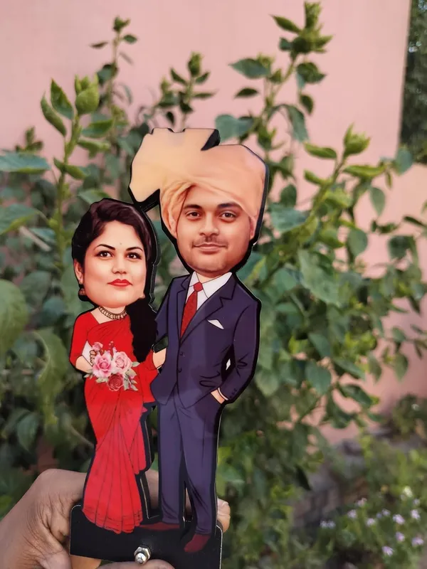 Customized_2D_Couple_Caricature_Standee_|_Personalized_Bride_&_Groom_Photo_Gift_|_Double-Layer_Laminated_MDF_with_Acrylic_Name_|_7_Inch_Custom_Gift_for_Any_Profession