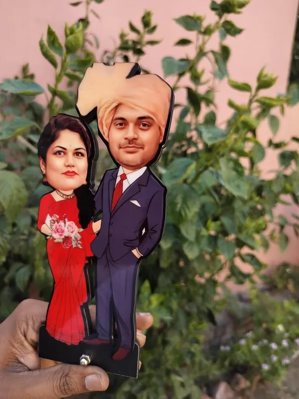 Customized_2D_Couple_Caricature_Standee_|_Personalized_Bride_&_Groom_Photo_Gift_|_Double-Layer_Laminated_MDF_with_Acrylic_Name_|_7_Inch_Custom_Gift_for_Any_Profession