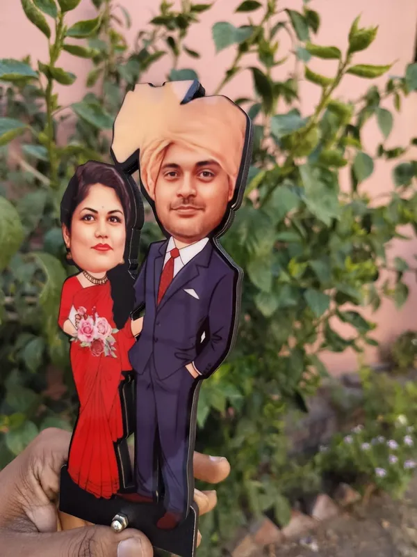 Customized_2D_Couple_Caricature_Standee_|_Personalized_Bride_&_Groom_Photo_Gift_|_Double-Layer_Laminated_MDF_with_Acrylic_Name_|_7_Inch_Custom_Gift_for_Any_Profession