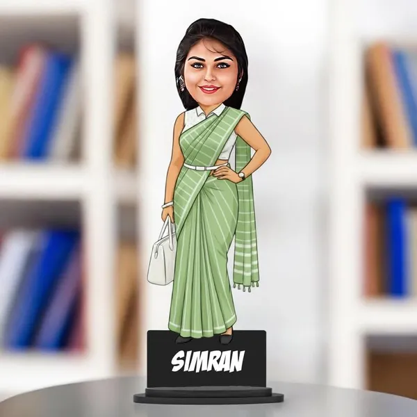 Personalized_2D_Female_Caricature_Standee_with_Custom_Name_|_Double-Layer_Laminated_MDF_Wooden_Stand_|_Glossy_Finish_|_Custom_Gift_for_Men_&_Women