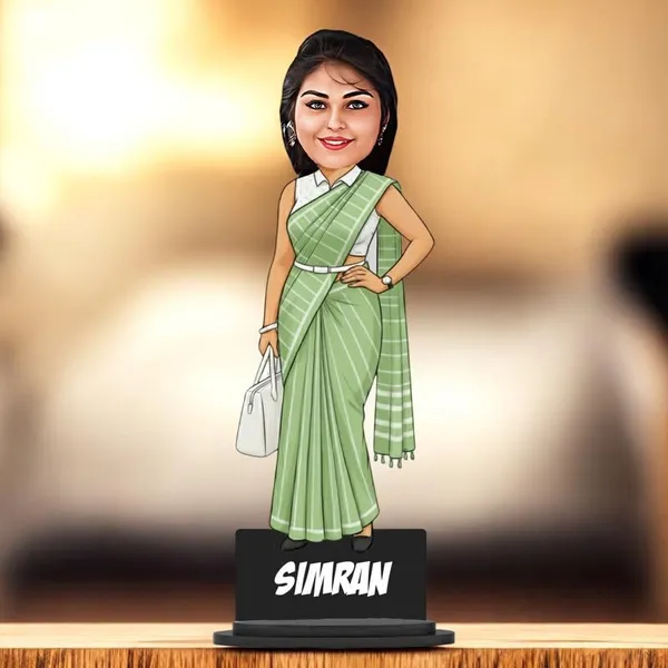 Personalized_2D_Female_Caricature_Standee_with_Custom_Name_|_Double-Layer_Laminated_MDF_Wooden_Stand_|_Glossy_Finish_|_Custom_Gift_for_Men_&_Women