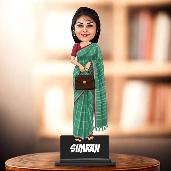 Personalized_Saree_Caricature_Cutout_with_Acrylic_Name_|_Custom_2D_MDF_Caricature_Gift_for_Women_&_Men_|_Glossy_Double-Layer_Laminated_MDF_with_Stand_|_Birthday_&_Anniversary_Gift
