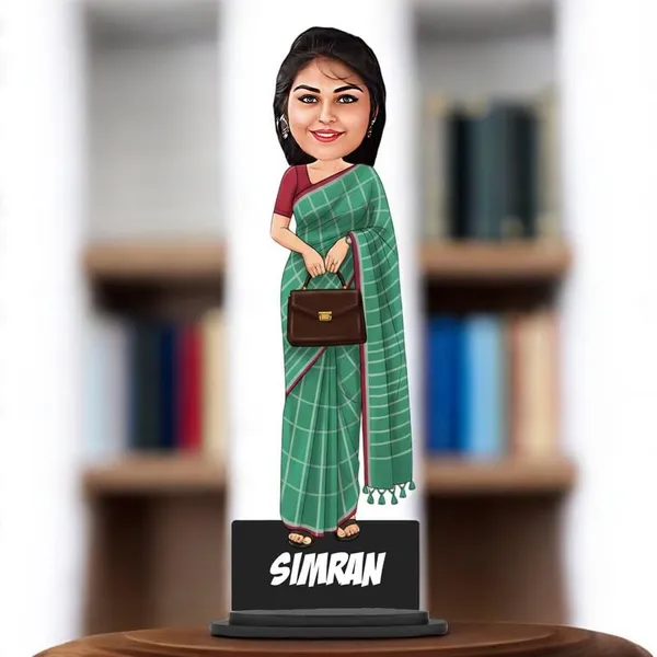 Personalized_Saree_Caricature_Cutout_with_Acrylic_Name_|_Custom_2D_MDF_Caricature_Gift_for_Women_&_Men_|_Glossy_Double-Layer_Laminated_MDF_with_Stand_|_Birthday_&_Anniversary_Gift