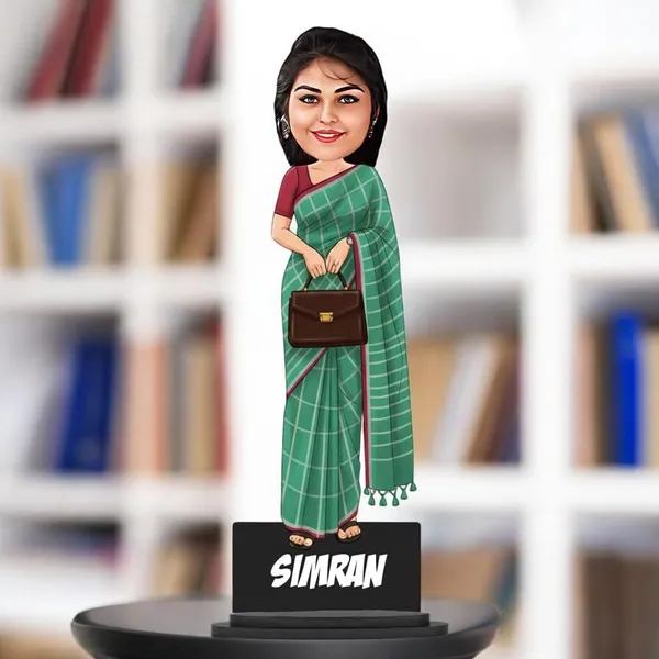Personalized_Saree_Caricature_Cutout_with_Acrylic_Name_|_Custom_2D_MDF_Caricature_Gift_for_Women_&_Men_|_Glossy_Double-Layer_Laminated_MDF_with_Stand_|_Birthday_&_Anniversary_Gift