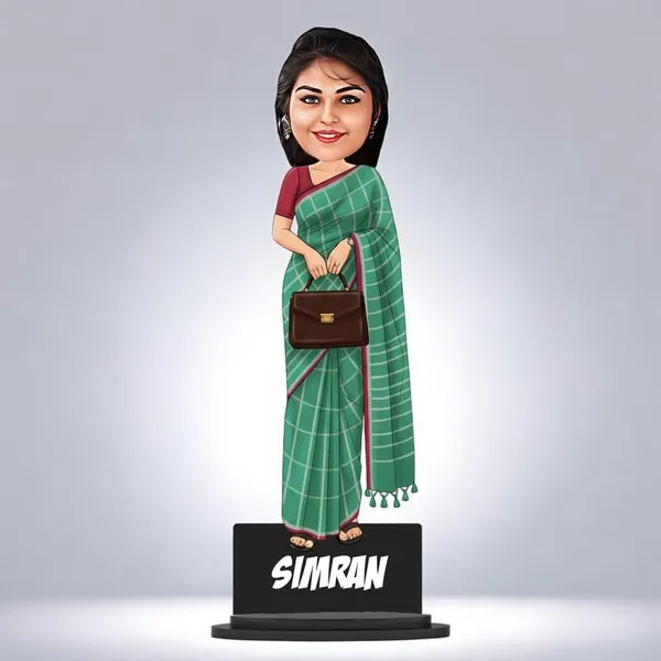 Personalized_Saree_Caricature_Cutout_with_Acrylic_Name_|_Custom_2D_MDF_Caricature_Gift_for_Women_&_Men_|_Glossy_Double-Layer_Laminated_MDF_with_Stand_|_Birthday_&_Anniversary_Gift
