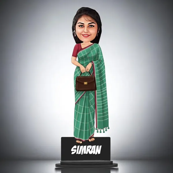 Personalized_Saree_Caricature_Cutout_with_Acrylic_Name_|_Custom_2D_MDF_Caricature_Gift_for_Women_&_Men_|_Glossy_Double-Layer_Laminated_MDF_with_Stand_|_Birthday_&_Anniversary_Gift