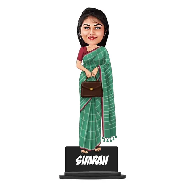 Personalized_Saree_Caricature_Cutout_with_Acrylic_Name_|_Custom_2D_MDF_Caricature_Gift_for_Women_&_Men_|_Glossy_Double-Layer_Laminated_MDF_with_Stand_|_Birthday_&_Anniversary_Gift