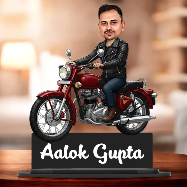 Personalized_Bike_Rider_Caricature_with_Stand,_7_Inch_Custom_2D_Wooden_Figurine_of_Man_or_Woman_Sitting_on_Any_Bike,_Double_Layer_Glossy_Laminated_MDF_with_Acrylic_Nameplate,_Custom_Biker_Gift
