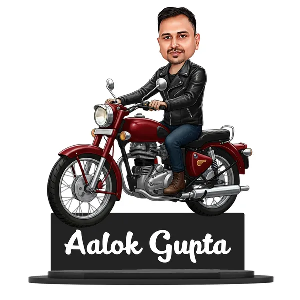 Personalized_Bike_Rider_Caricature_with_Stand,_7_Inch_Custom_2D_Wooden_Figurine_of_Man_or_Woman_Sitting_on_Any_Bike,_Double_Layer_Glossy_Laminated_MDF_with_Acrylic_Nameplate,_Custom_Biker_Gift