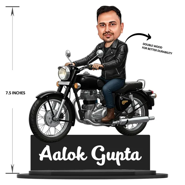 Personalized_2D_Biker_Caricature_with_Custom_Name_|_Motorcycle_Rider_Gift_for_Men_&_Women_|_Double_Layer_Laminated_MDF_with_Glossy_Finish_&_Stand