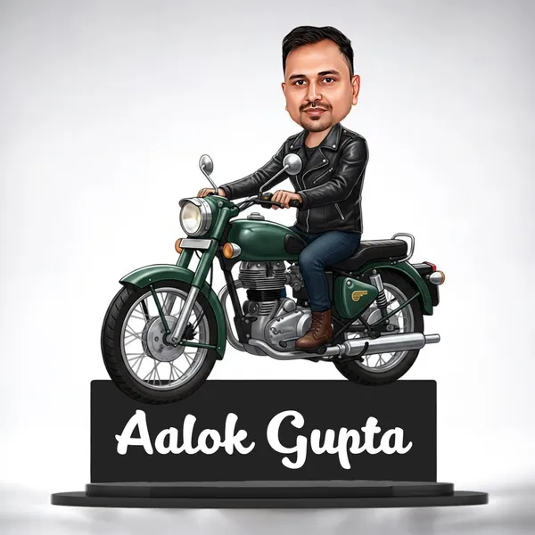 Personalized_Bike_Rider_Caricature_with_Stand,_7_Inch_Custom_2D_Wooden_Figurine_of_Man_or_Woman_Sitting_on_Any_Bike,_Double_Layer_Glossy_Laminated_MDF_with_Acrylic_Nameplate,_Custom_Biker_Gift