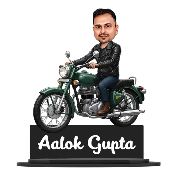 Personalized_Bike_Rider_Caricature_with_Stand,_7_Inch_Custom_2D_Wooden_Figurine_of_Man_or_Woman_Sitting_on_Any_Bike,_Double_Layer_Glossy_Laminated_MDF_with_Acrylic_Nameplate,_Custom_Biker_Gift