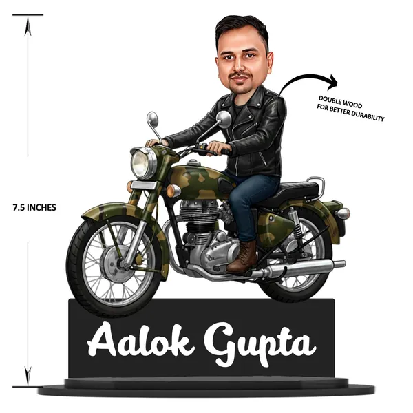 Personalized_Bike_Rider_Caricature_with_Stand,_7_Inch_Custom_2D_Wooden_Figurine_of_Man_or_Woman_Sitting_on_Any_Bike,_Double_Layer_Glossy_Laminated_MDF_with_Acrylic_Nameplate,_Custom_Biker_Gift