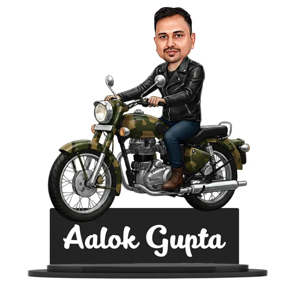Personalized_Bike_Rider_Caricature_with_Stand,_7_Inch_Custom_2D_Wooden_Figurine_of_Man_or_Woman_Sitting_on_Any_Bike,_Double_Layer_Glossy_Laminated_MDF_with_Acrylic_Nameplate,_Custom_Biker_Gift