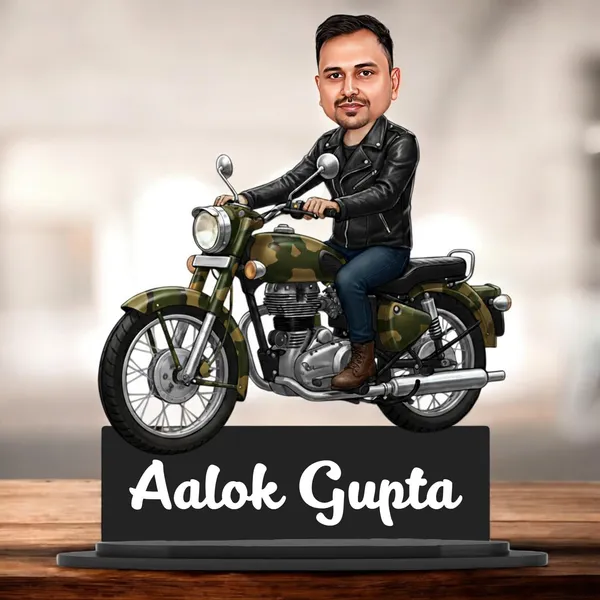 Personalized_Bike_Rider_Caricature_with_Stand,_7_Inch_Custom_2D_Wooden_Figurine_of_Man_or_Woman_Sitting_on_Any_Bike,_Double_Layer_Glossy_Laminated_MDF_with_Acrylic_Nameplate,_Custom_Biker_Gift