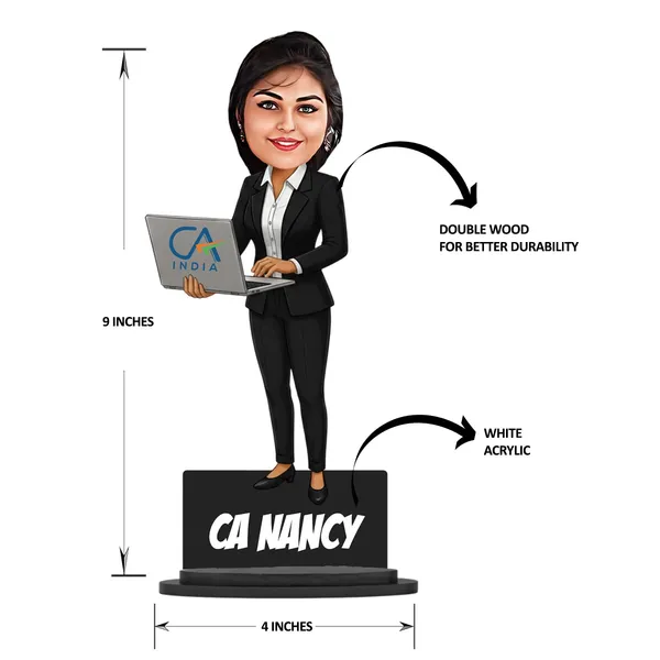 Personalized_CA_Girl_Caricature_Cutout_with_Acrylic_Name_|_Custom_Chartered_Accountant_2D_MDF_Caricature_|_Glossy_Double-Layer_Laminated_MDF_with_Stand_|_Unique_Gift_for_Men_&_Women
