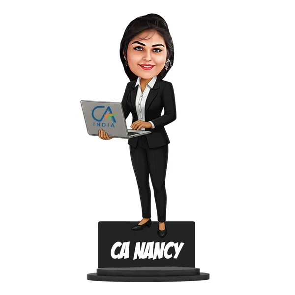 Personalized_CA_Girl_Caricature_Cutout_with_Acrylic_Name_|_Custom_Chartered_Accountant_2D_MDF_Caricature_|_Glossy_Double-Layer_Laminated_MDF_with_Stand_|_Unique_Gift_for_Men_&_Women