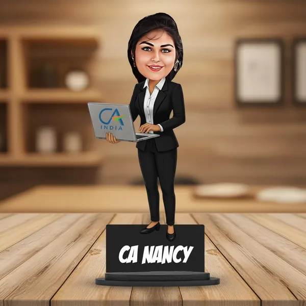 Personalized_CA_Girl_Caricature_Cutout_with_Acrylic_Name_|_Custom_Chartered_Accountant_2D_MDF_Caricature_|_Glossy_Double-Layer_Laminated_MDF_with_Stand_|_Unique_Gift_for_Men_&_Women