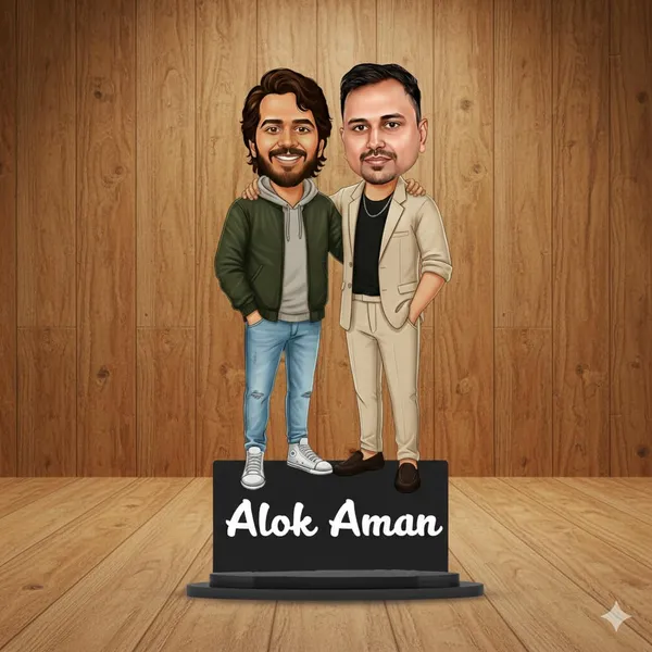 Personalized_2D_Couple_Caricature_Gift_for_Men_&_Women,_Custom_Best_Friends_Wooden_Standee_with_Acrylic_Names,_Double_Layer_Laminated_MDF_Glossy_Finish_Gift