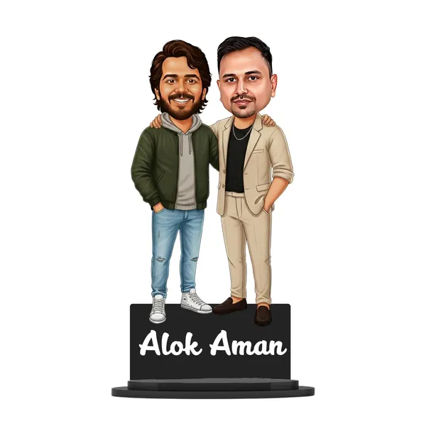 Personalized_2D_Couple_Caricature_Gift_for_Men_&_Women,_Custom_Best_Friends_Wooden_Standee_with_Acrylic_Names,_Double_Layer_Laminated_MDF_Glossy_Finish_Gift