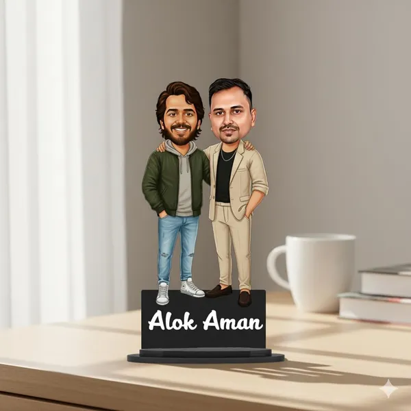 Personalized_2D_Couple_Caricature_Gift_for_Men_&_Women,_Custom_Best_Friends_Wooden_Standee_with_Acrylic_Names,_Double_Layer_Laminated_MDF_Glossy_Finish_Gift
