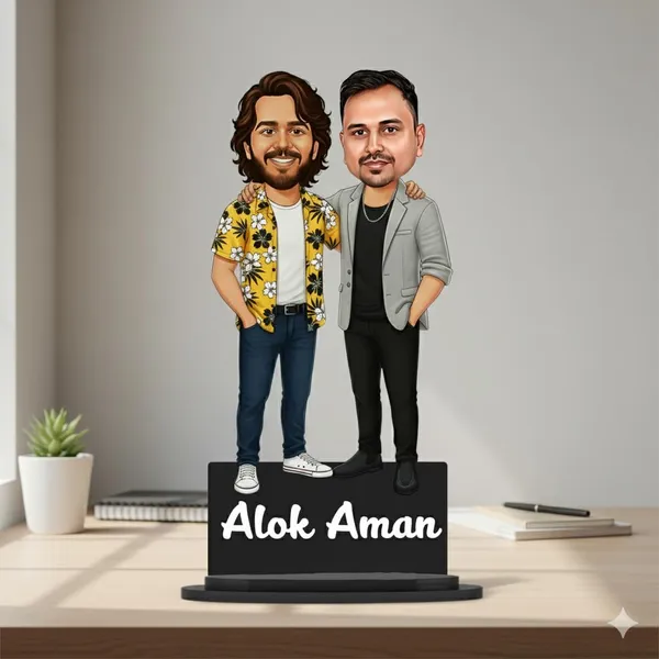 Personalized_2D_Couple_Caricature_with_Custom_Name_|_Double-Layer_Laminated_MDF_Wooden_Standee_|_Glossy_Finish_|_Custom_Gift_for_Men_&_Women