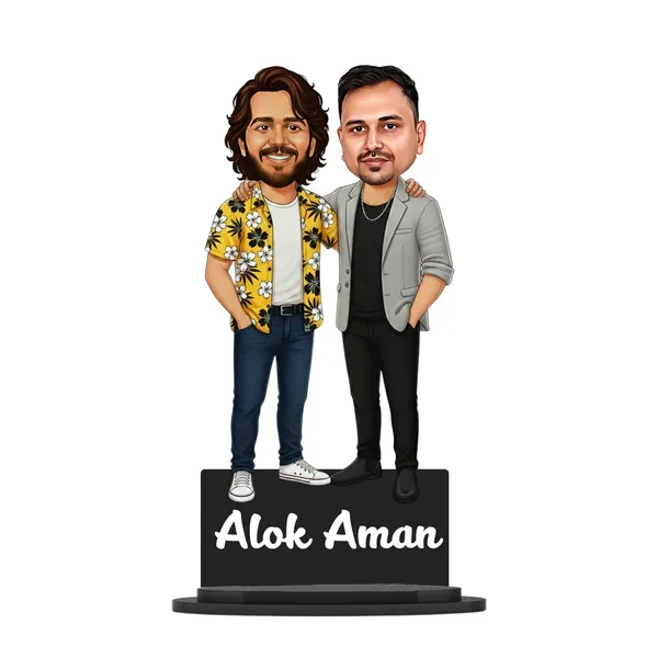 Personalized_2D_Couple_Caricature_with_Custom_Name_|_Double-Layer_Laminated_MDF_Wooden_Standee_|_Glossy_Finish_|_Custom_Gift_for_Men_&_Women