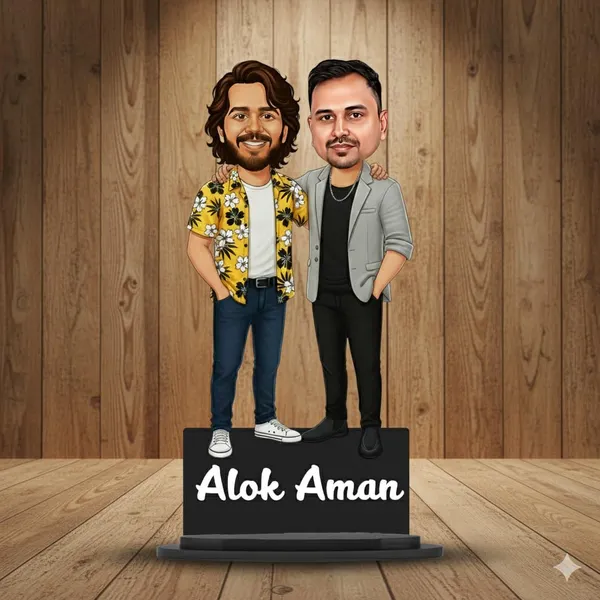 Personalized_2D_Couple_Caricature_with_Custom_Name_|_Double-Layer_Laminated_MDF_Wooden_Standee_|_Glossy_Finish_|_Custom_Gift_for_Men_&_Women