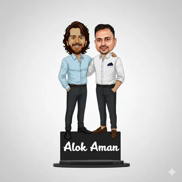 Personalized_2D_Friends_Caricature_with_Name_|_7_Inch_Custom_Couple_of_Friends_Gift_|_Double-Layer_Glossy_Laminated_MDF_with_Acrylic_Name_|_Any_Profession,_Male_&_Female