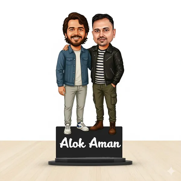Personalized_2D_Friends_Caricature_with_Name_|_7_Inch_Custom_Couple_of_Friends_Gift_|_Double-Layer_Glossy_Laminated_MDF_with_Acrylic_Name_|_Any_Profession,_Male_&_Female