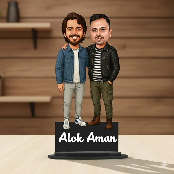 Personalized_2D_Friends_Caricature_with_Name_|_7_Inch_Custom_Couple_of_Friends_Gift_|_Double-Layer_Glossy_Laminated_MDF_with_Acrylic_Name_|_Any_Profession,_Male_&_Female