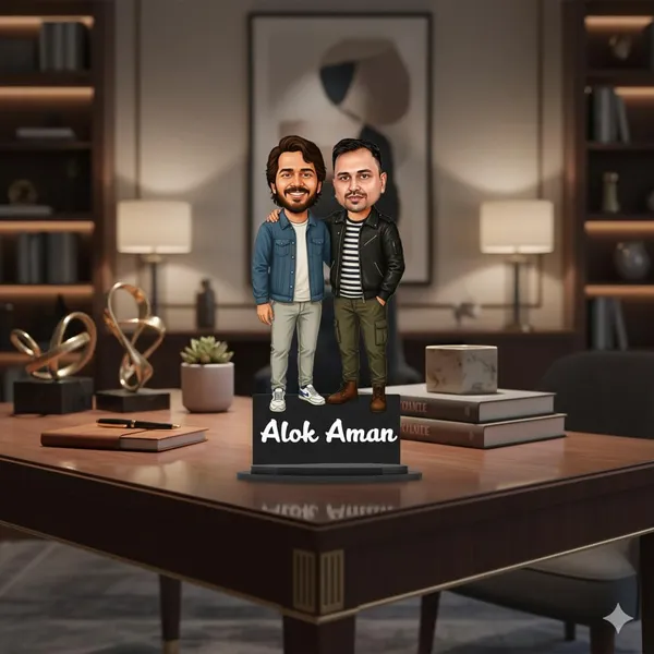 Personalized_2D_Friends_Caricature_with_Name_|_7_Inch_Custom_Couple_of_Friends_Gift_|_Double-Layer_Glossy_Laminated_MDF_with_Acrylic_Name_|_Any_Profession,_Male_&_Female