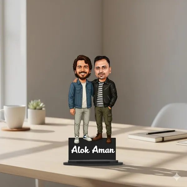 Personalized_2D_Friends_Caricature_with_Name_|_7_Inch_Custom_Couple_of_Friends_Gift_|_Double-Layer_Glossy_Laminated_MDF_with_Acrylic_Name_|_Any_Profession,_Male_&_Female