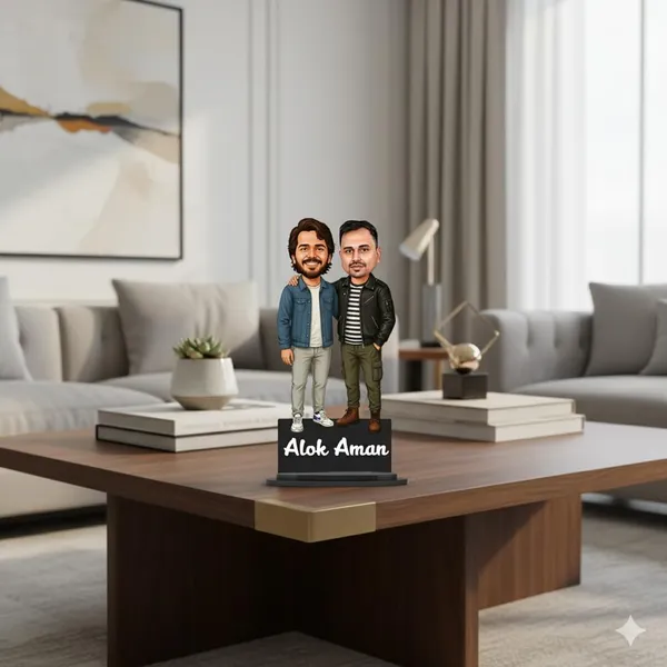 Personalized_2D_Friends_Caricature_with_Name_|_7_Inch_Custom_Couple_of_Friends_Gift_|_Double-Layer_Glossy_Laminated_MDF_with_Acrylic_Name_|_Any_Profession,_Male_&_Female