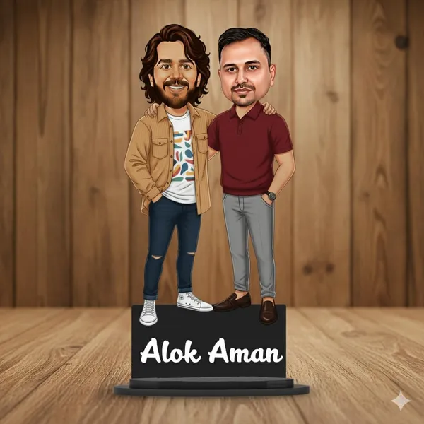 Personalized_Best_Friends_Caricature_with_Stand,_7_Inch_Custom_2_Person_Photo_Figurine_with_Acrylic_Name_Letters,_Glossy_Laminated_MDF_&_Double_Wood,_Unique_Gift_for_Male_Female_Friends,_Any_Profession