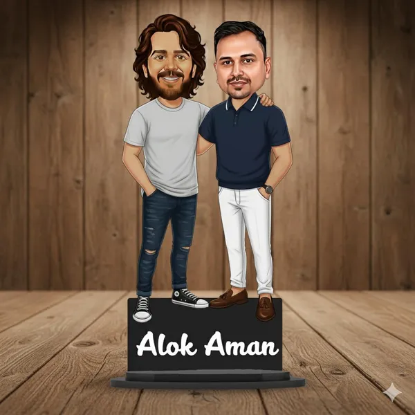 Personalized_Best_Friends_Caricature_Cutout_with_Acrylic_Name_|_Custom_2D_MDF_Couple_&_Friendship_Gift_for_Men_and_Women_|_Glossy_Double-Layer_Laminated_MDF_with_Stand