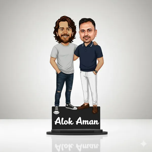 Personalized_Best_Friends_Caricature_Cutout_with_Acrylic_Name_|_Custom_2D_MDF_Couple_&_Friendship_Gift_for_Men_and_Women_|_Glossy_Double-Layer_Laminated_MDF_with_Stand
