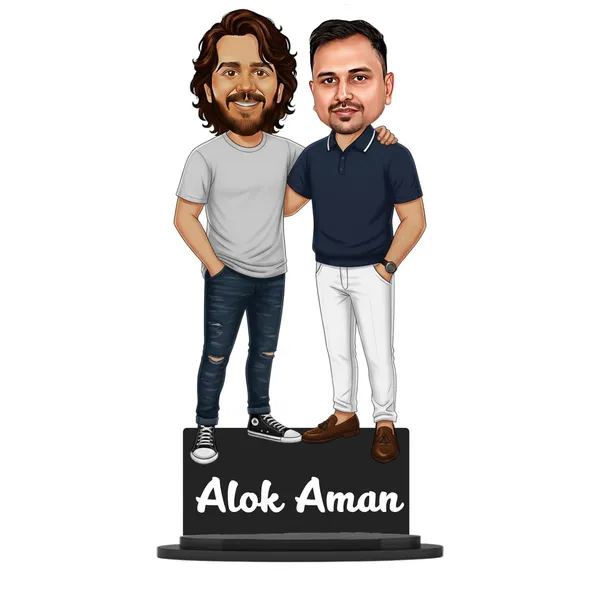 Personalized_Best_Friends_Caricature_Cutout_with_Acrylic_Name_|_Custom_2D_MDF_Couple_&_Friendship_Gift_for_Men_and_Women_|_Glossy_Double-Layer_Laminated_MDF_with_Stand