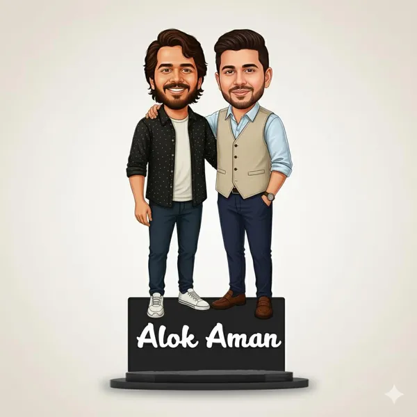 Personalized_7_Inch_Couple_&_Best_Friends_Caricature_with_Stand_|_Custom_Photo_Cartoon_Figurine_for_Any_Profession_|_Double-Layer_Laminated_MDF_Wood_Showpiece_with_Glossy_Finish_&_Acrylic_Name_Letters_|_Unique_Gift_for_Men_&_Women