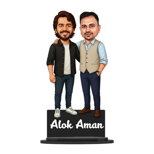 Personalized_7_Inch_Couple_&_Best_Friends_Caricature_with_Stand_|_Custom_Photo_Cartoon_Figurine_for_Any_Profession_|_Double-Layer_Laminated_MDF_Wood_Showpiece_with_Glossy_Finish_&_Acrylic_Name_Letters_|_Unique_Gift_for_Men_&_Women