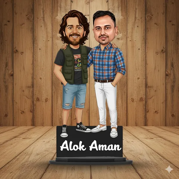 Personalized_Best_Friends_Caricature_with_Name_|_Custom_2D_MDF_Photo_Cutout_for_Men_&_Women_|_Glossy_Double-Layer_Laminated_MDF_with_Stand_|_Birthday,_Friendship_&_Brother_Gift