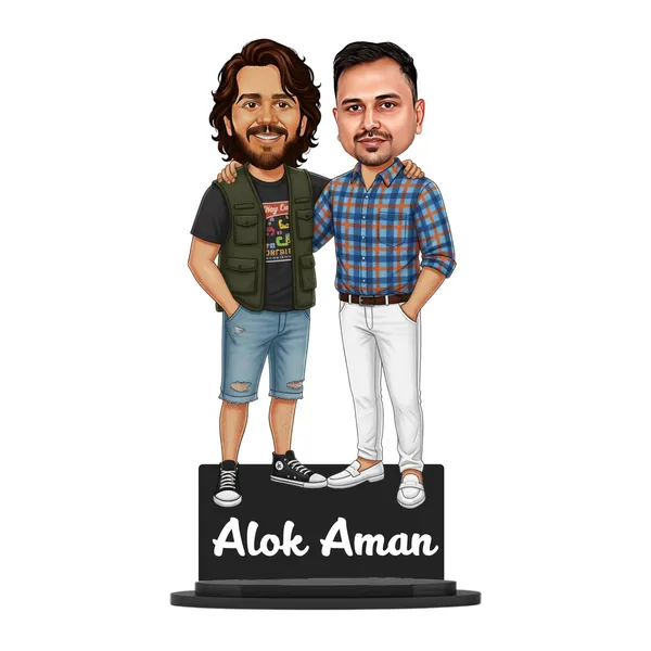 Personalized_Best_Friends_Caricature_with_Name_|_Custom_2D_MDF_Photo_Cutout_for_Men_&_Women_|_Glossy_Double-Layer_Laminated_MDF_with_Stand_|_Birthday,_Friendship_&_Brother_Gift