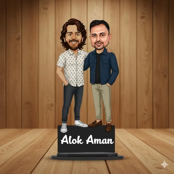 Personalized_Two_Friends_Caricature_Cutout_with_Acrylic_Name_|_Custom_2D_Couple_&_Best_Friend_MDF_Caricature_|_Glossy_Double-Layer_Laminated_MDF_with_Stand_|_Unique_Gift_for_Men_&_Women