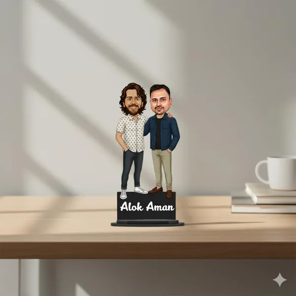 Personalized_Two_Friends_Caricature_Cutout_with_Acrylic_Name_|_Custom_2D_Couple_&_Best_Friend_MDF_Caricature_|_Glossy_Double-Layer_Laminated_MDF_with_Stand_|_Unique_Gift_for_Men_&_Women