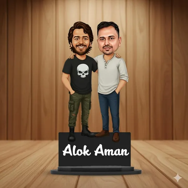 Personalized_2D_Friends_Caricature_with_Name_|_7_Inch_Custom_Couple_of_Friends_Gift_|_Double-Layer_Glossy_Laminated_MDF_with_Acrylic_Name_|_Any_Profession,_Male_&_Female