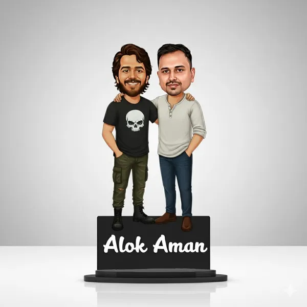 Personalized_2D_Friends_Caricature_with_Name_|_7_Inch_Custom_Couple_of_Friends_Gift_|_Double-Layer_Glossy_Laminated_MDF_with_Acrylic_Name_|_Any_Profession,_Male_&_Female