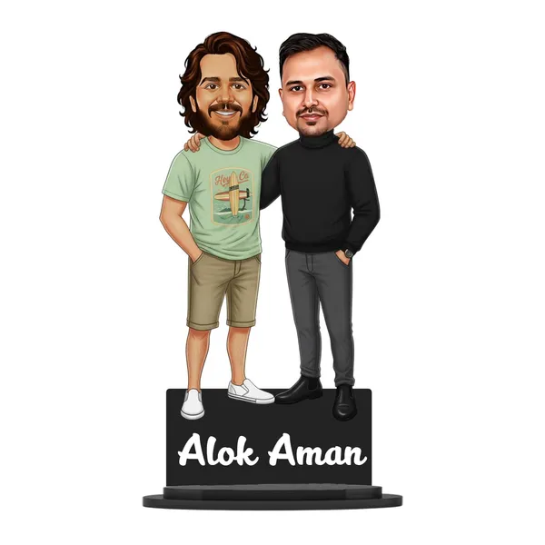 Personalized_7_Inch_Couple_&_Friends_Caricature_with_Stand_for_Any_Profession_|_Custom_Photo_Cartoon_Figurine_for_Two_People_|_Double-Layer_Laminated_MDF_Wood,_Glossy_Finish_&_Acrylic_Name_|_Unique_Gift_for_Men_&_Women